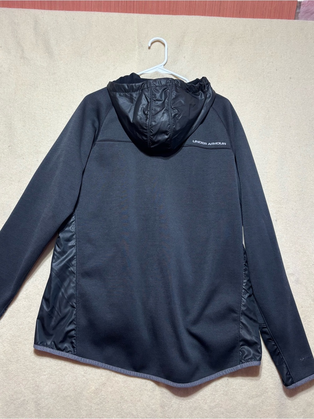 ♻️ Under Armour ColdGear Full Zip Hooded Jacket XL | Black Performance Fleece - Picture 4 of 10